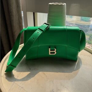 Balenciaga Green Shoulder Bag with Cylindrical Design